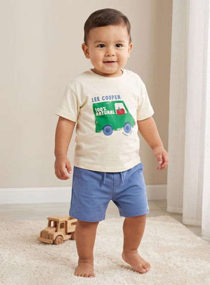Lee Cooper Crew Neck Short Sleeves T-shirt and Shorts Set with Graphic Print-baby-boys-clothing-setsandcoords-image-1