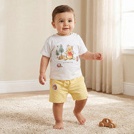 Disney Crew Neck Short Sleeves T-shirt and Shorts Set with Winnie the Pooh Print-undefined-image-1