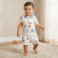 Disney Collared Short Sleeves Polo T-shirt and Shorts Set with Winnie The Pooh and Friends Print-undefined-image-1