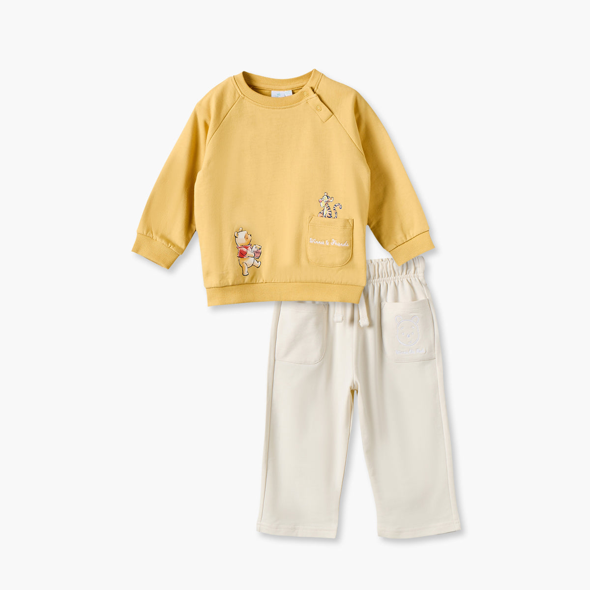 Disney Crew Neck Long Sleeves Sweatshirt and Trousers Set with Winnie the Pooh Print