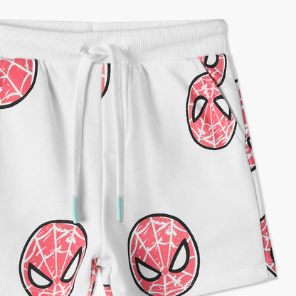 Crew Neck Short Sleeves T-shirt and Shorts Set with Spider-Man Print
