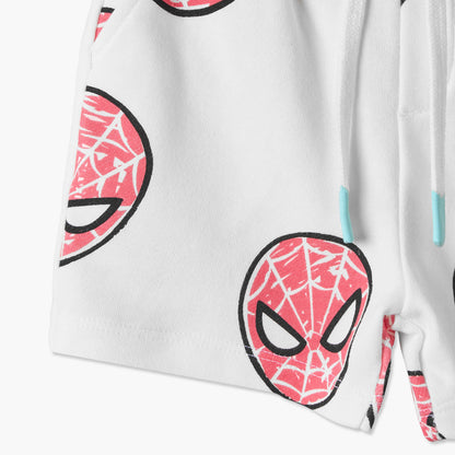Crew Neck Short Sleeves T-shirt and Shorts Set with Spider-Man Print