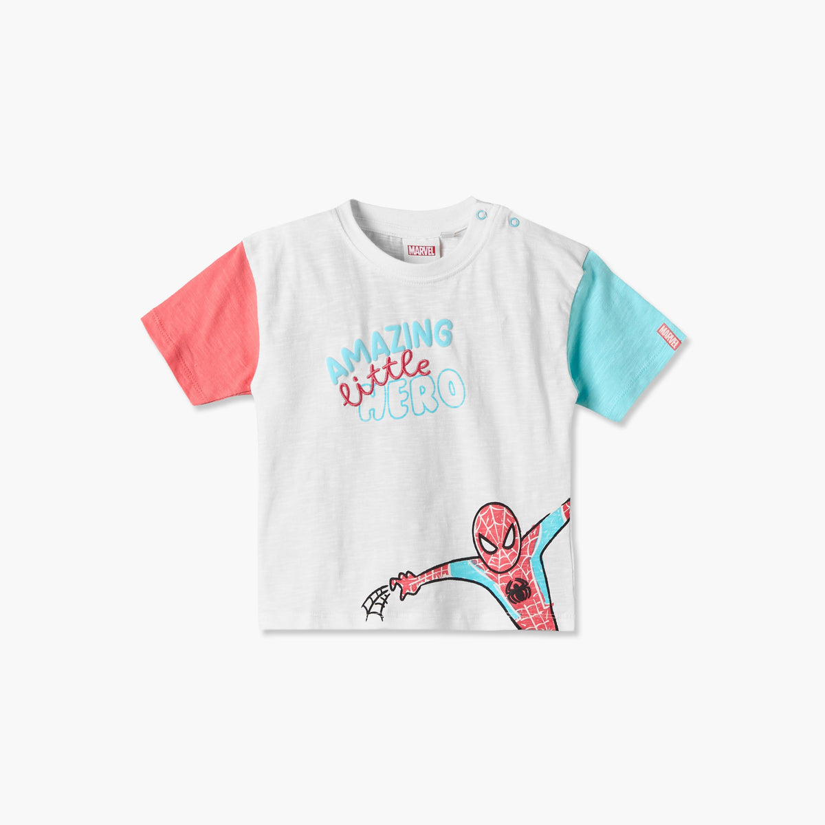 Crew Neck Short Sleeves T-shirt and Shorts Set with Spider-Man Print
