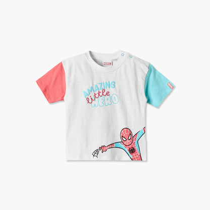 Crew Neck Short Sleeves T-shirt and Shorts Set with Spider-Man Print
