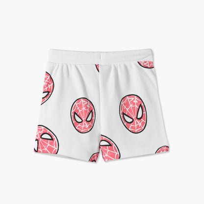 Crew Neck Short Sleeves T-shirt and Shorts Set with Spider-Man Print