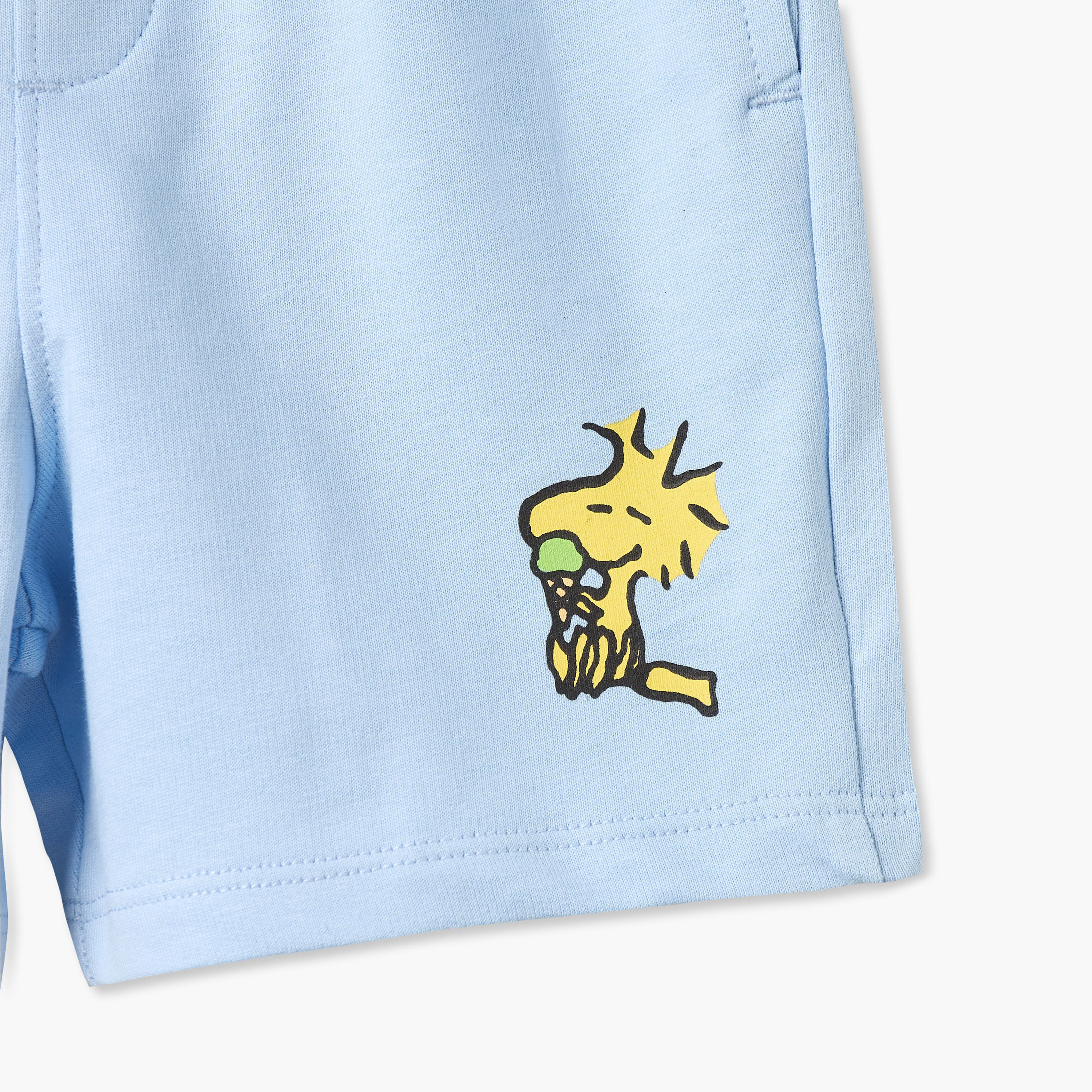 Crew Neck Short Sleeves T-shirt and Shorts Set with Snoopy Print