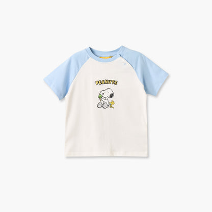 Crew Neck Short Sleeves T-shirt and Shorts Set with Snoopy Print