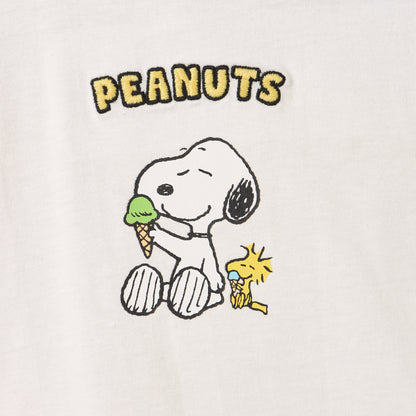 Crew Neck Short Sleeves T-shirt and Shorts Set with Snoopy Print