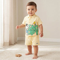 Collared Short Sleeves Polo T-shirt and Shorts Set with Snoopy Print-undefined-image-1