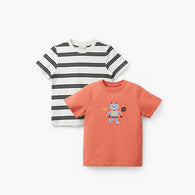 Juniors Crew Neck Short Sleeves T-shirt with Robot Embroidery-undefined-image-1