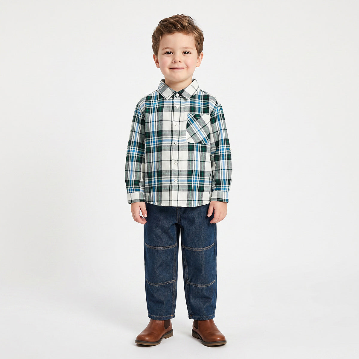 Juniors Long Sleeves Shirt with Checked Design