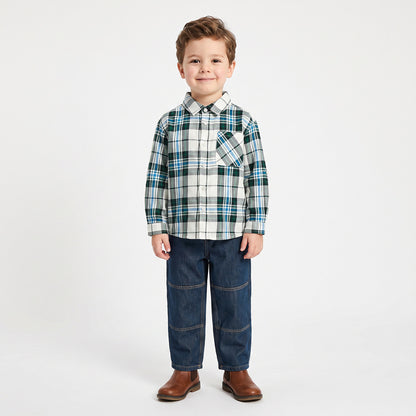 Juniors Long Sleeves Shirt with Checked Design
