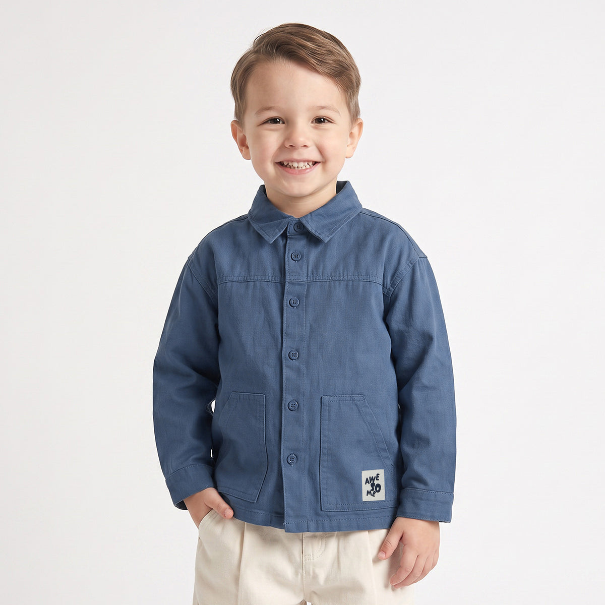 Juniors Long Sleeves Shirt with Patch Accent
