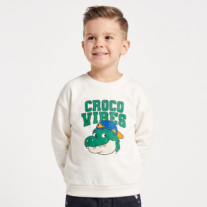 Juniors Graphic Print Sweatshirt with Ribbed Trim