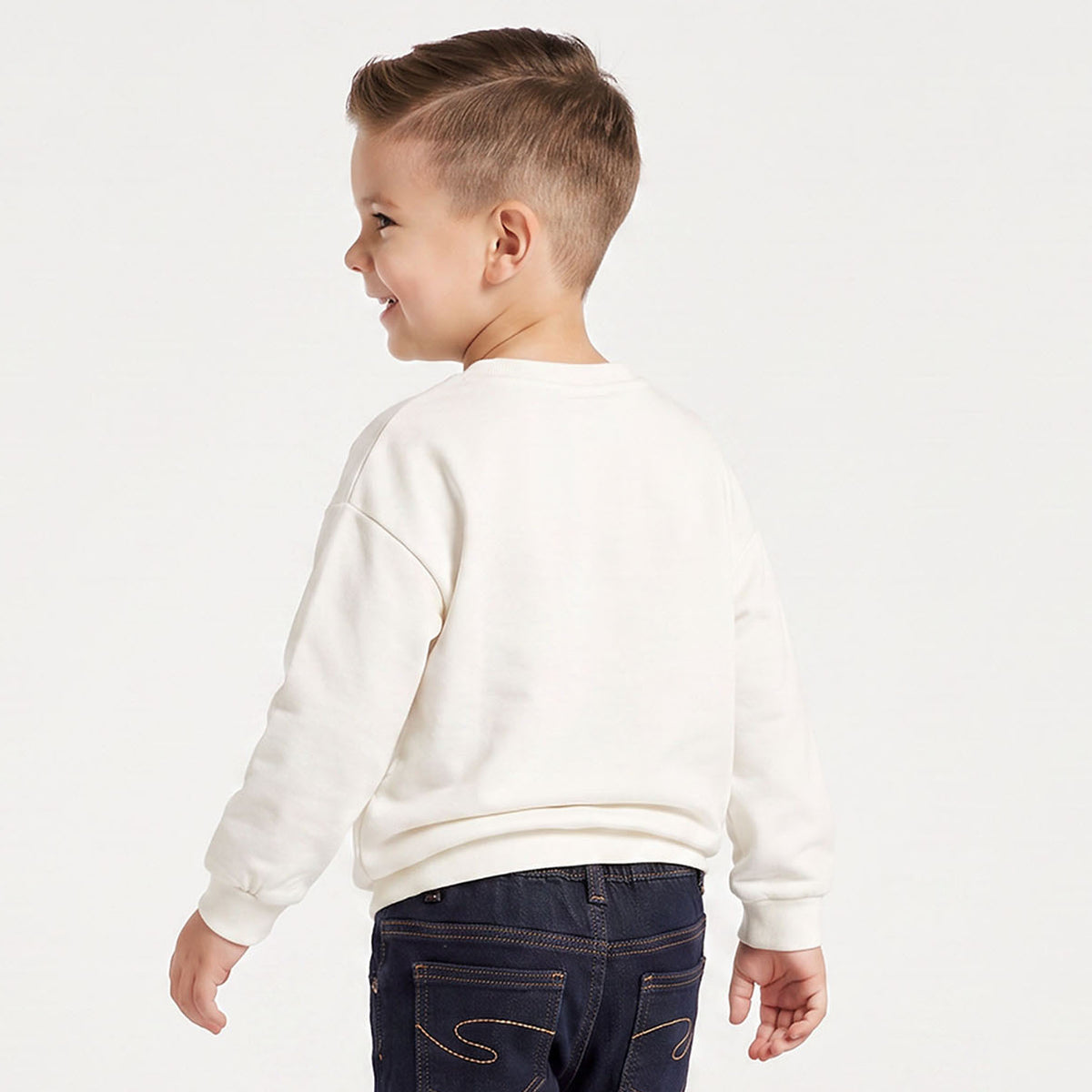 Juniors Graphic Print Sweatshirt with Ribbed Trim