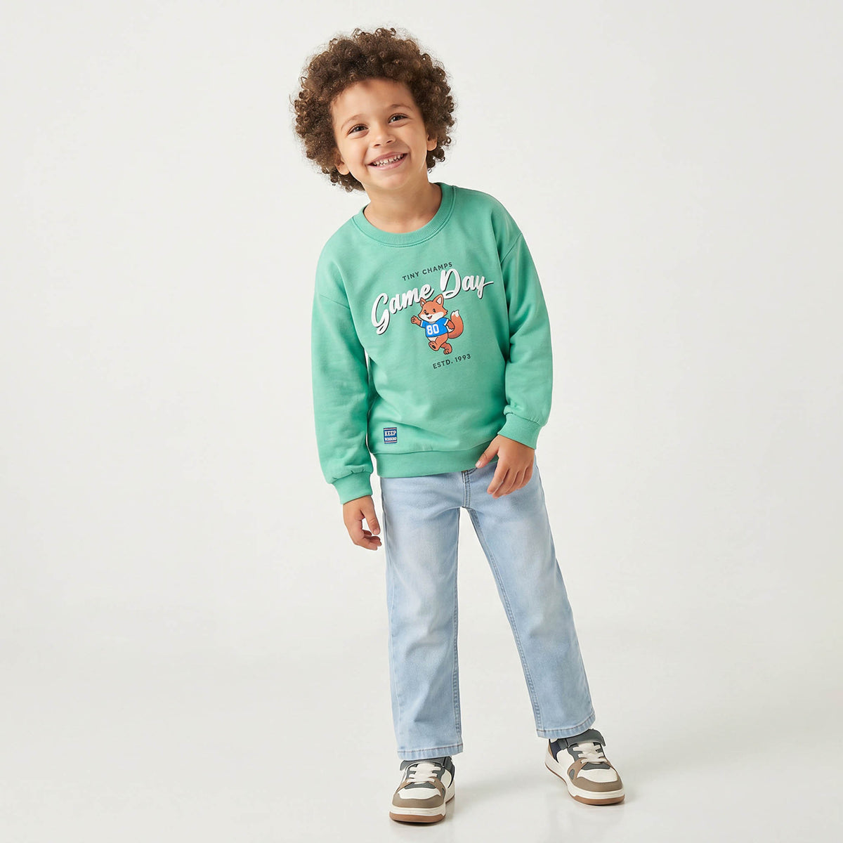 Juniors Fox Print Sweatshirt with Long Sleeves