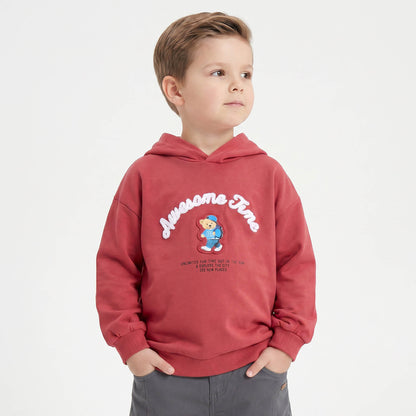 Juniors Bear Embroidered Hoodie with Long Sleeves