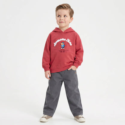Juniors Bear Embroidered Hoodie with Long Sleeves