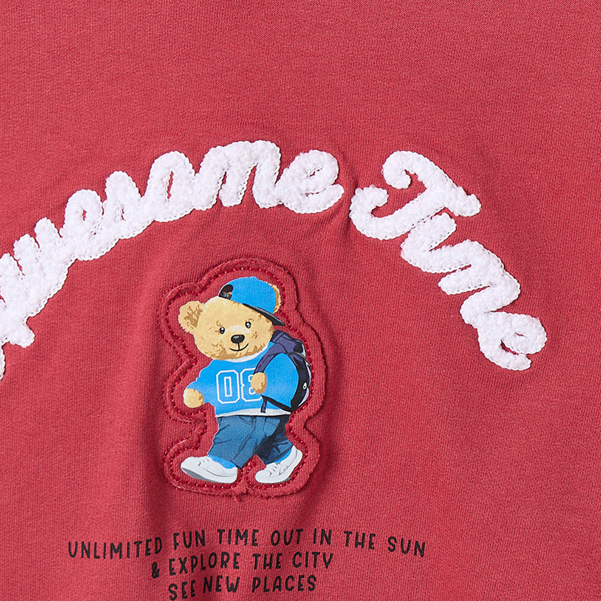Juniors Bear Embroidered Hoodie with Long Sleeves