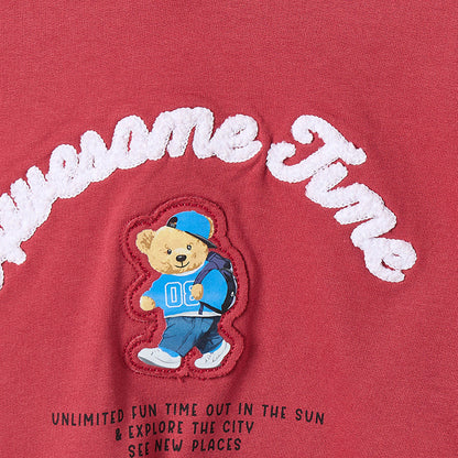Juniors Bear Embroidered Hoodie with Long Sleeves