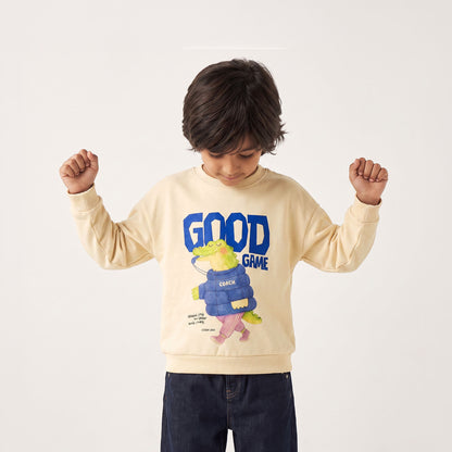 Juniors Graphic Print Sweatshirt with Ribbed Trim