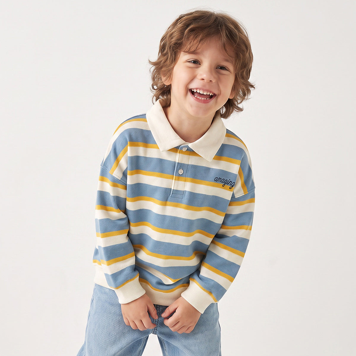 Juniors Striped Sweatshirt with Stripes Detail