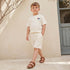 Juniors Crew Neck Short Sleeves T-shirt and Shorts Set with Textured Design - Grey / 1-2 yrs