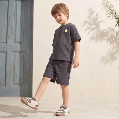 Juniors Crew Neck Short Sleeves T-shirt and Shorts Set with Textured Design