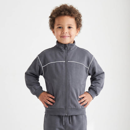 Juniors High Neck Long Sleeves Jacket and Joggers Set with Zip Closure