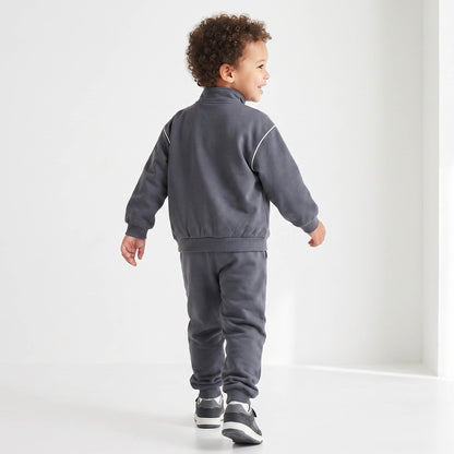 Juniors High Neck Long Sleeves Jacket and Joggers Set with Zip Closure