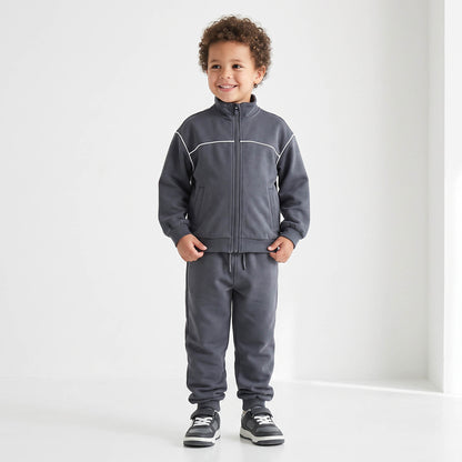 Juniors High Neck Long Sleeves Jacket and Joggers Set with Zip Closure