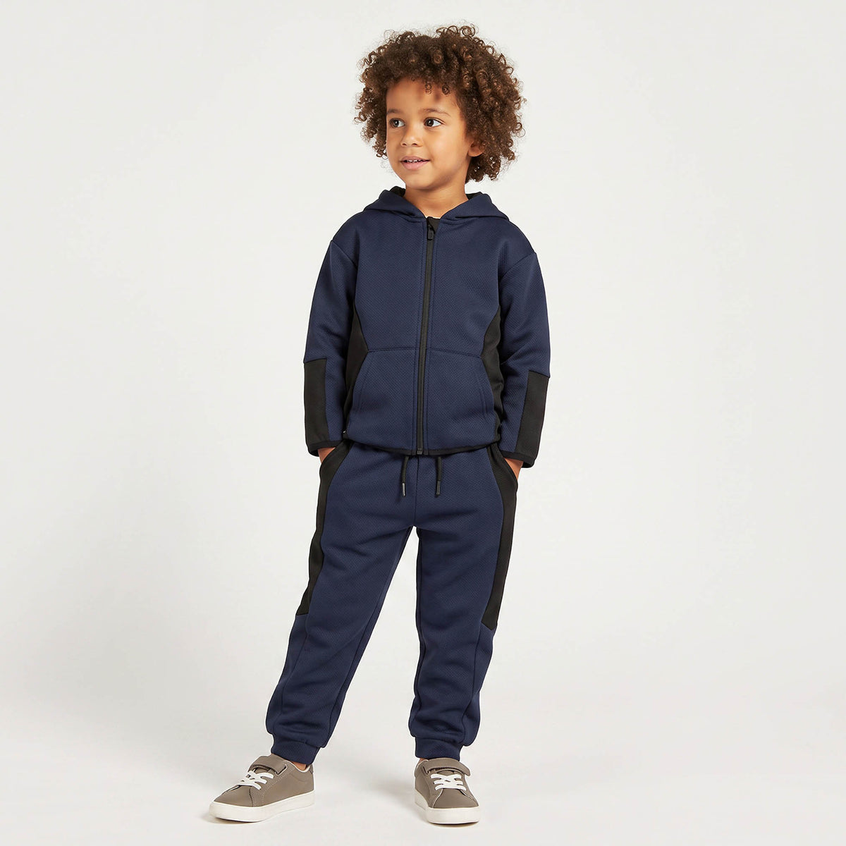 Juniors Hooded Neck Long Sleeves Jacket and Joggers Set with Kangaroo Pocket