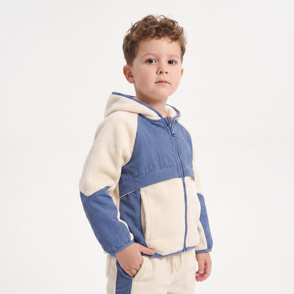 Juniors Hooded Long Sleeves Sweatshirt and Joggers Set with Colourblock Design