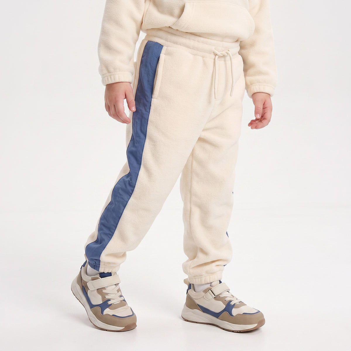 Juniors Hooded Long Sleeves Sweatshirt and Joggers Set with Colourblock Design