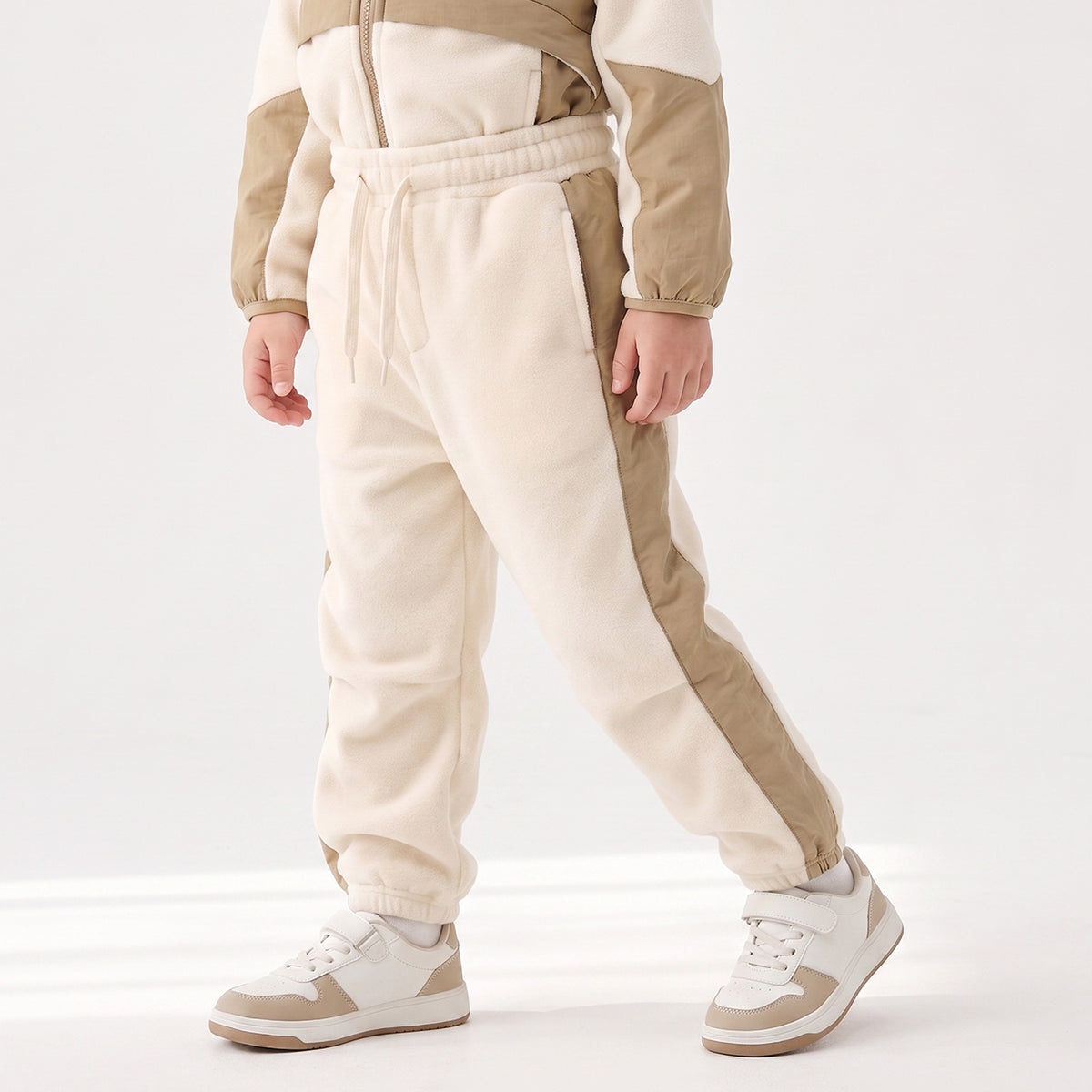 Juniors Hooded Long Sleeves Sweatshirt and Joggers Set with Colourblock Design