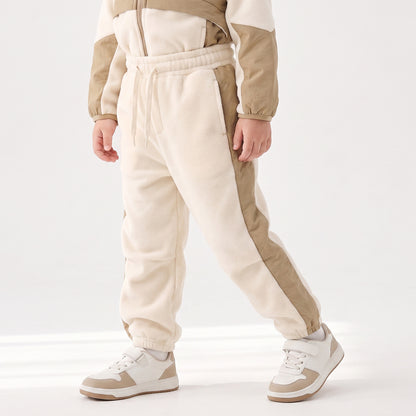 Juniors Hooded Long Sleeves Sweatshirt and Joggers Set with Colourblock Design
