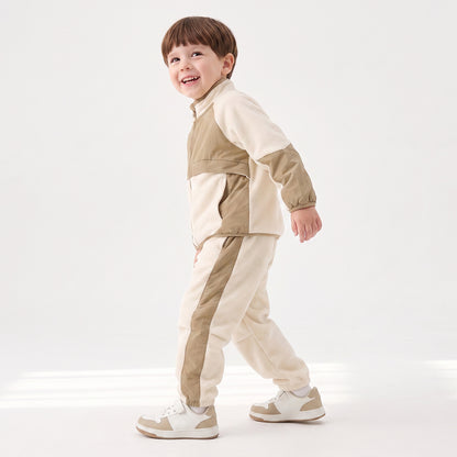 Juniors Hooded Long Sleeves Sweatshirt and Joggers Set with Colourblock Design