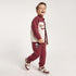 Juniors High Neck Long Sleeves Jacket and Joggers Set with Varsity Embroidery - Red / 1-2 yrs
