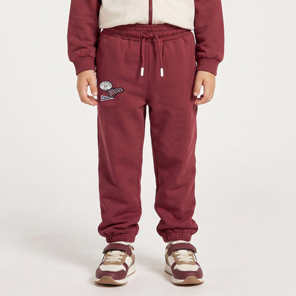 Juniors High Neck Long Sleeves Jacket and Joggers Set with Varsity Embroidery