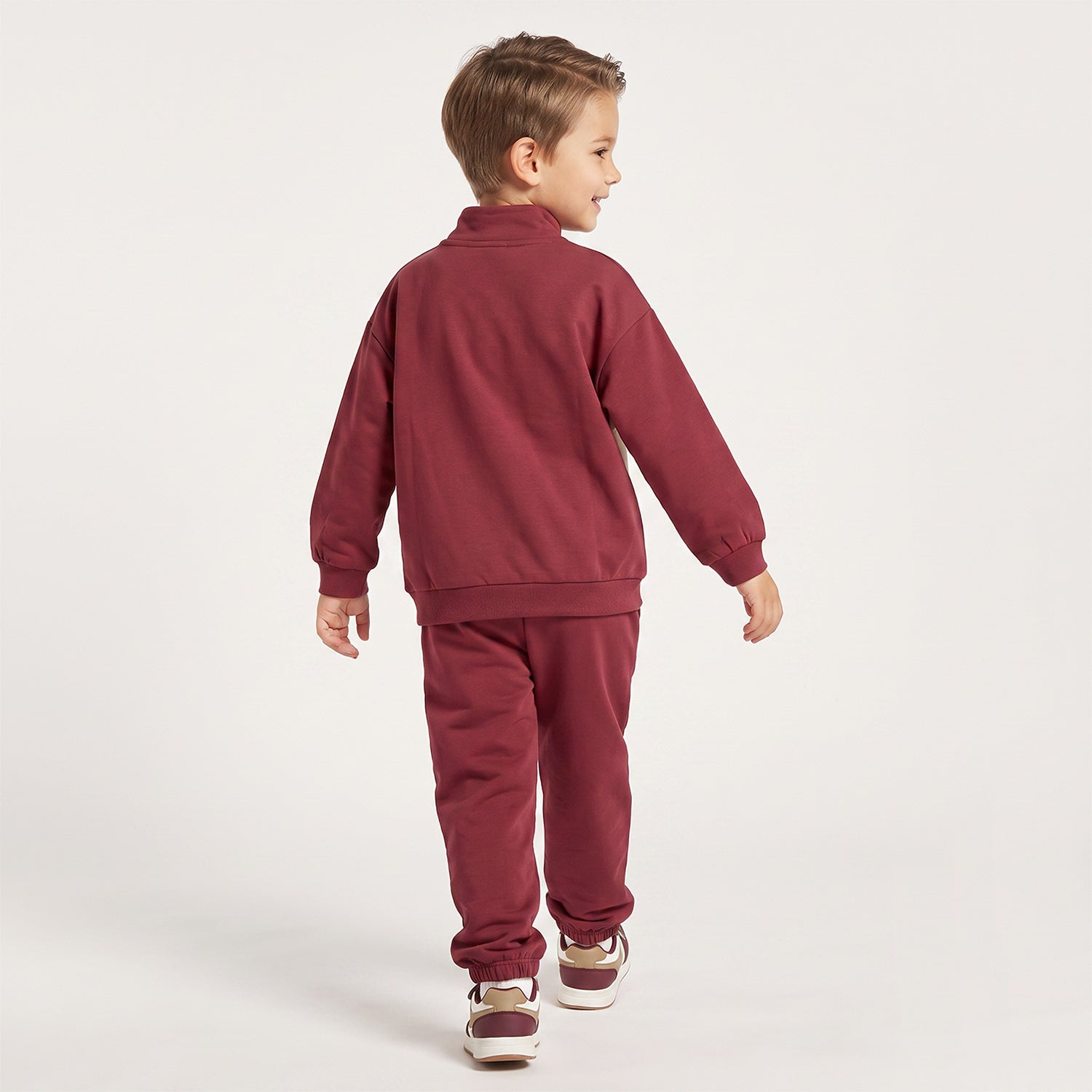 Juniors High Neck Long Sleeves Jacket and Joggers Set with Varsity Embroidery