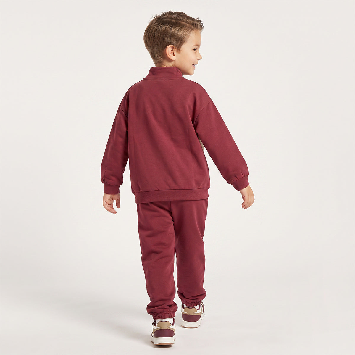 Juniors High Neck Long Sleeves Jacket and Joggers Set with Varsity Embroidery