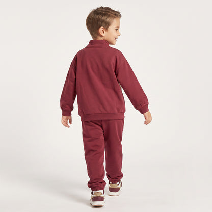 Juniors High Neck Long Sleeves Jacket and Joggers Set with Varsity Embroidery