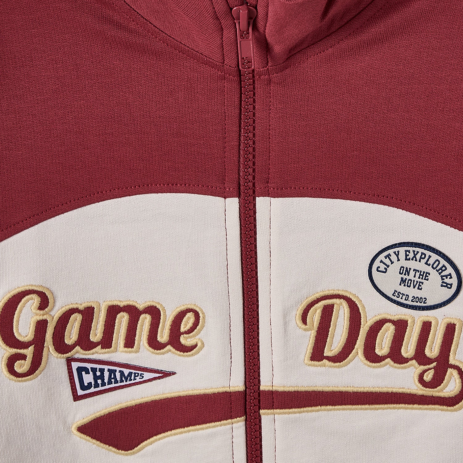 Juniors High Neck Long Sleeves Jacket and Joggers Set with Varsity Embroidery