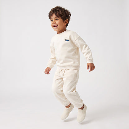 Juniors Crew Neck Long Sleeves Sweatshirt and Joggers Set with Embroidery