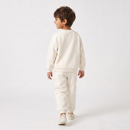 Juniors Crew Neck Long Sleeves Sweatshirt and Joggers Set with Embroidery
