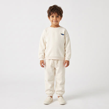 Juniors Crew Neck Long Sleeves Sweatshirt and Joggers Set with Embroidery