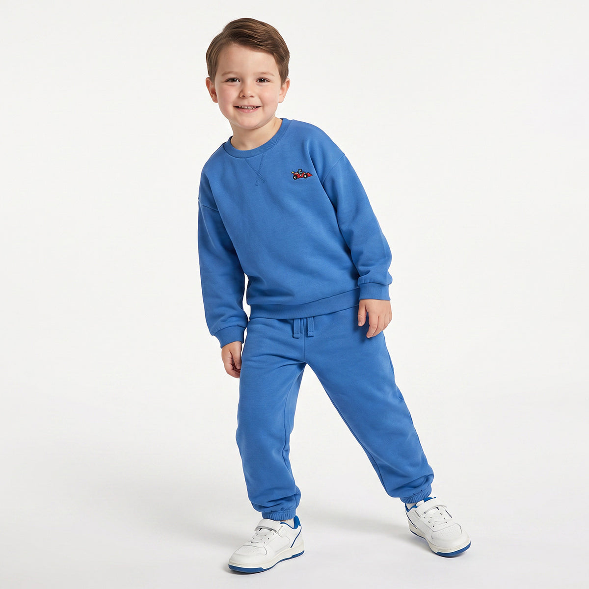 Juniors Crew Neck Long Sleeves Sweatshirt and Joggers Set with Embroidery