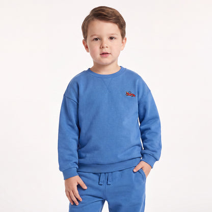 Juniors Crew Neck Long Sleeves Sweatshirt and Joggers Set with Embroidery