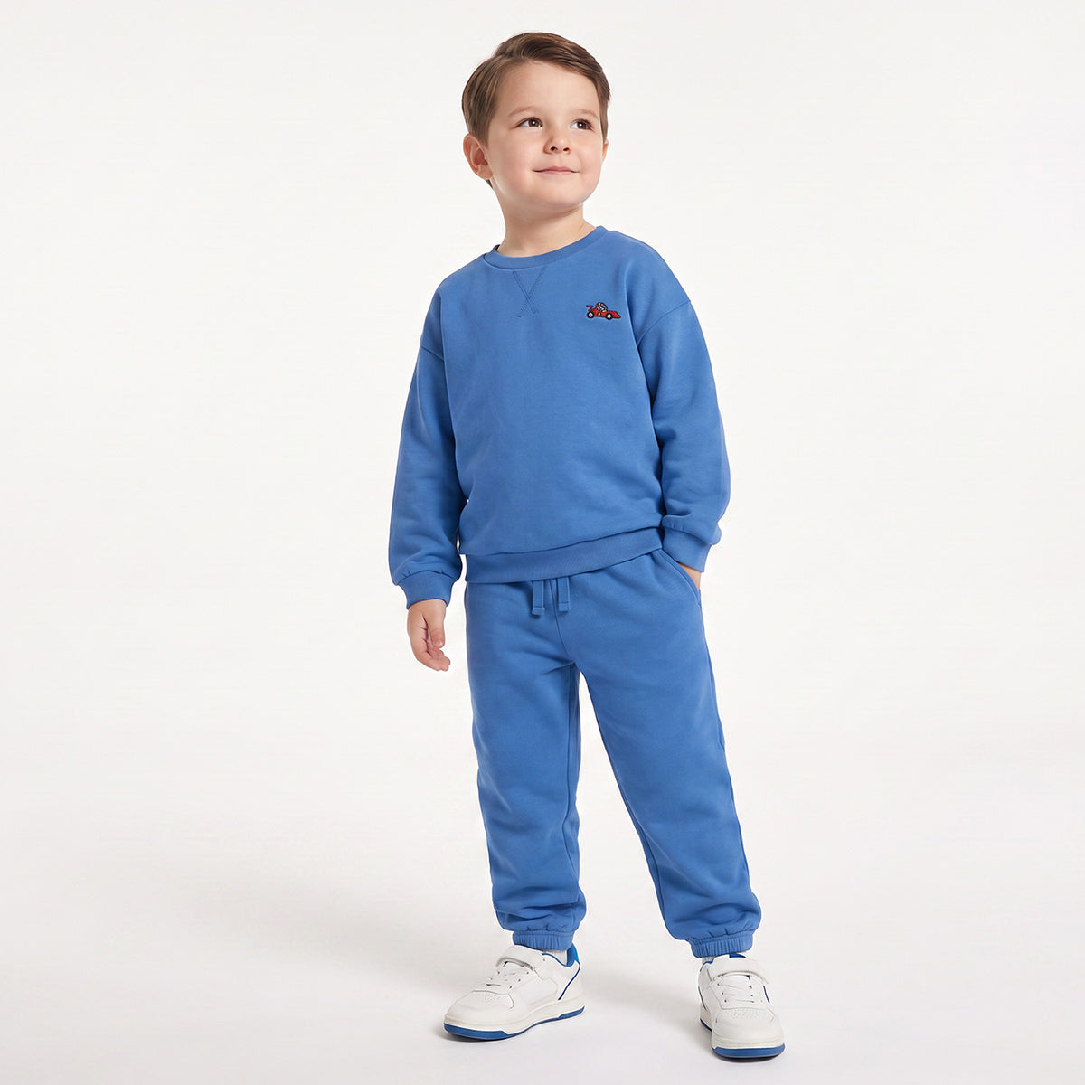 Juniors Crew Neck Long Sleeves Sweatshirt and Joggers Set with Embroidery