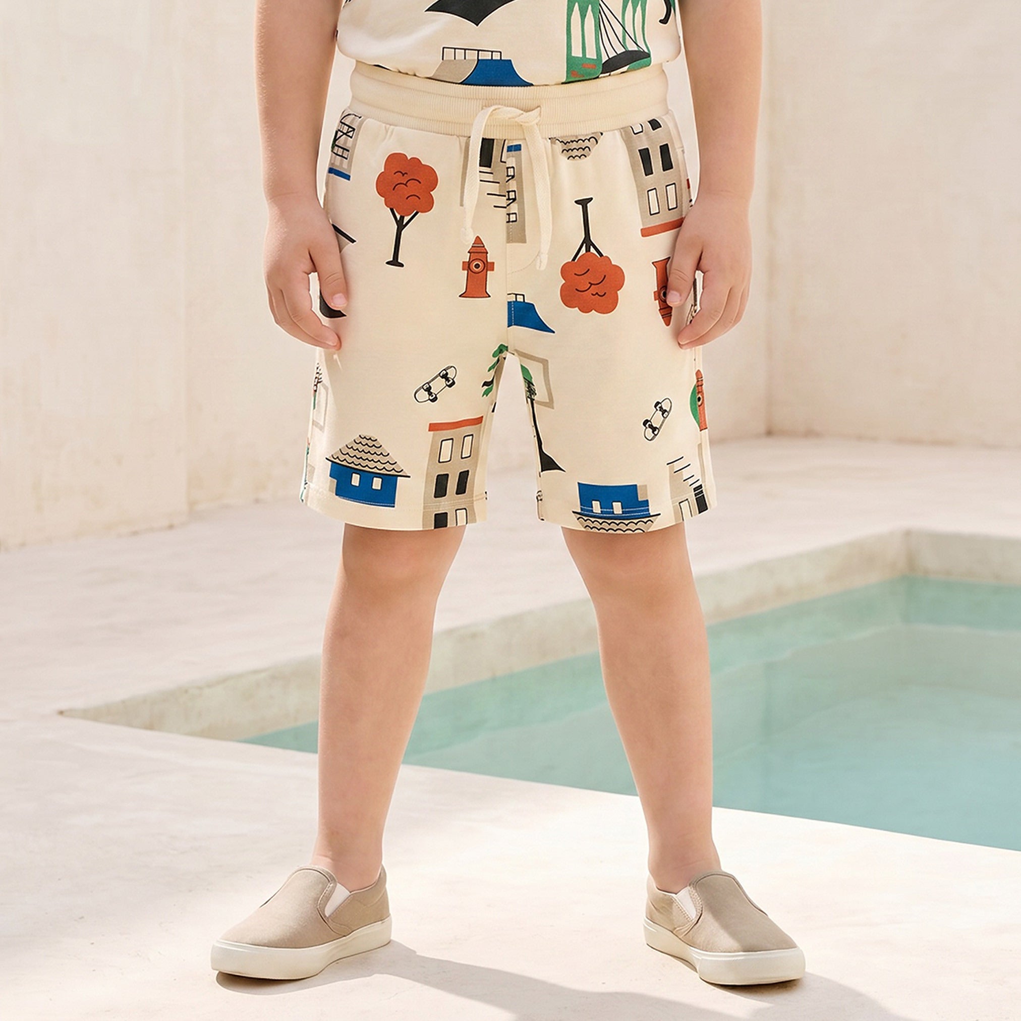 Juniors Crew Neck Short Sleeves T-shirt and Shorts Set with Fox Print